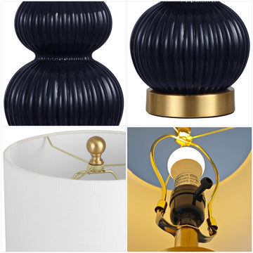 Daphne 20" Ribbed Metal/Glass LED Table Lamp